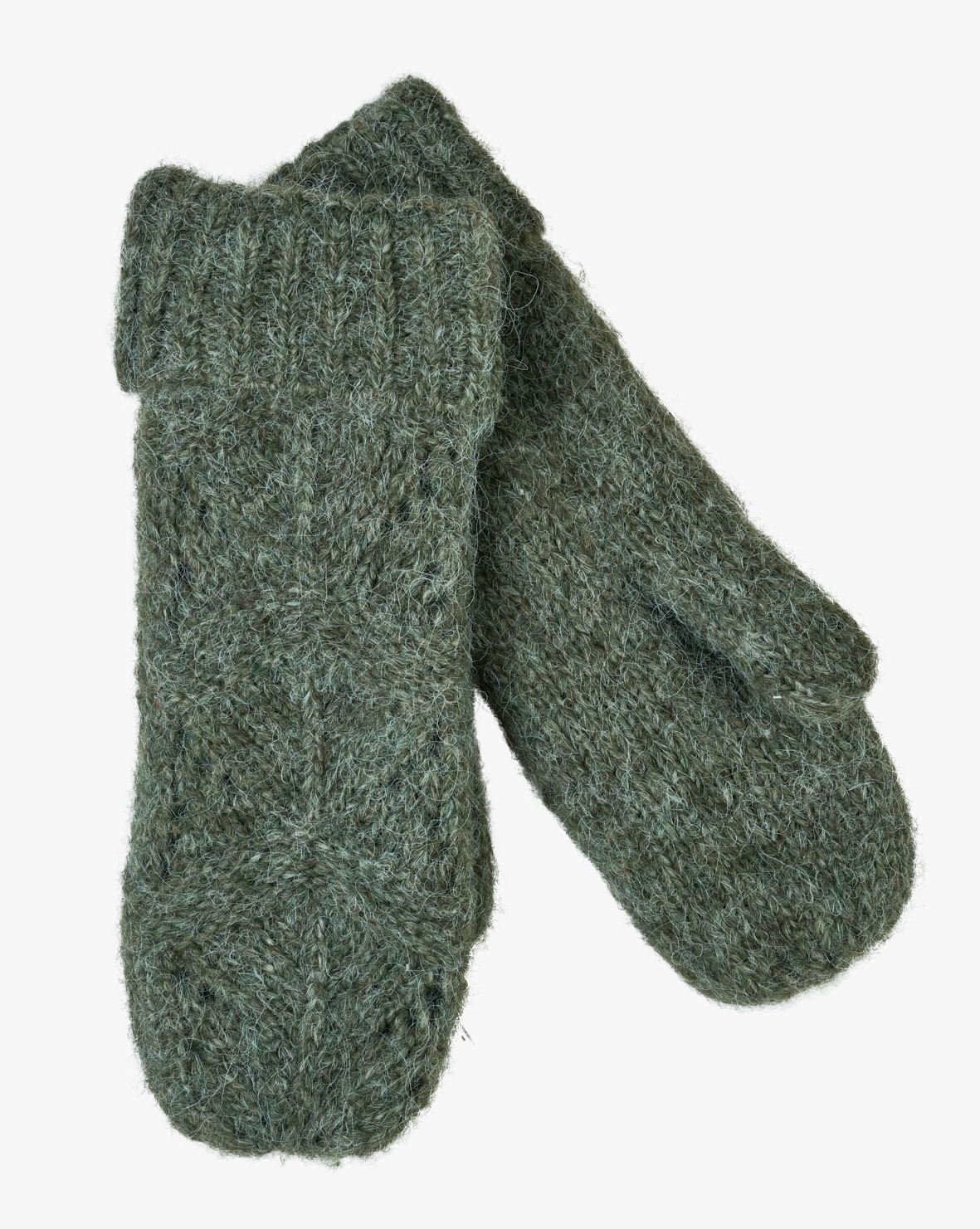 Strikkevotter olivengrønn - 10x23 cm
