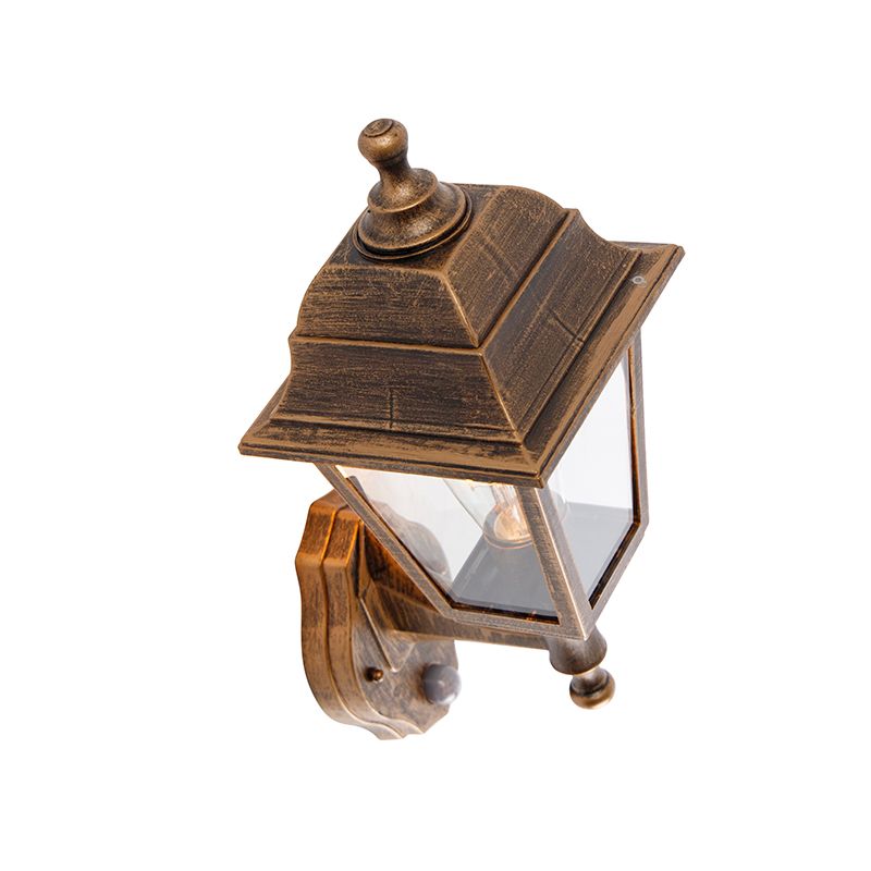 Antieke wandlamp goud IP44 met bewegingsmelder - Capital