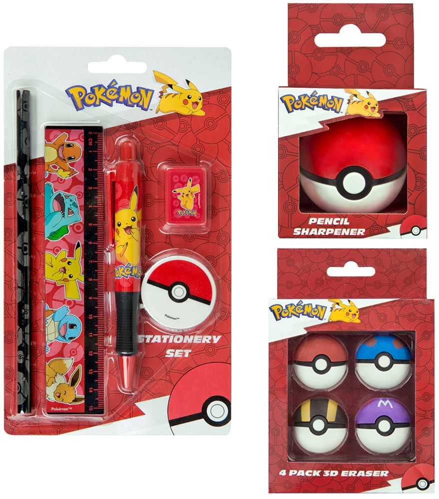 UNDERCOVER Bleistift »Pokémon« Schreibset, Spitzer und 4 3D-Radiergummi