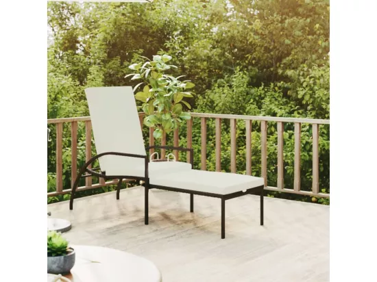 Chaise longue avec repose-pied Résine tressée Marron