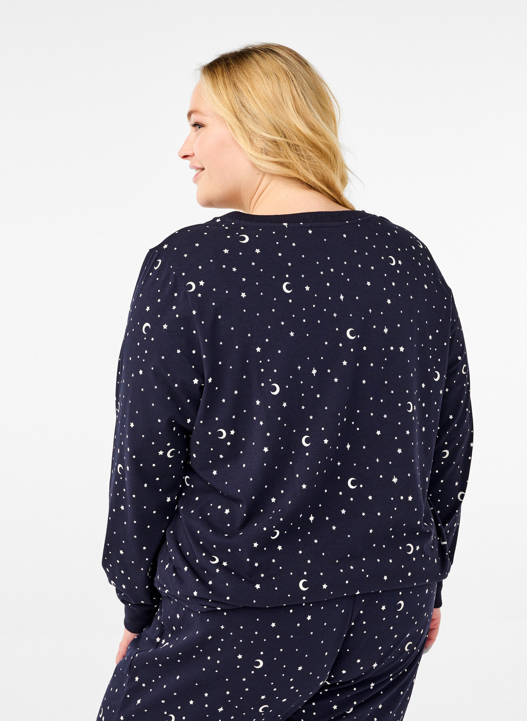 Natbluse med print