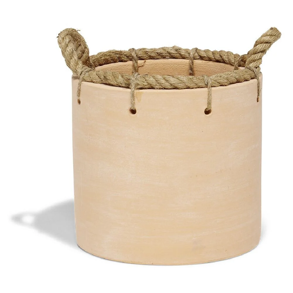 Pot terre cuite poignée corde Ø21cm