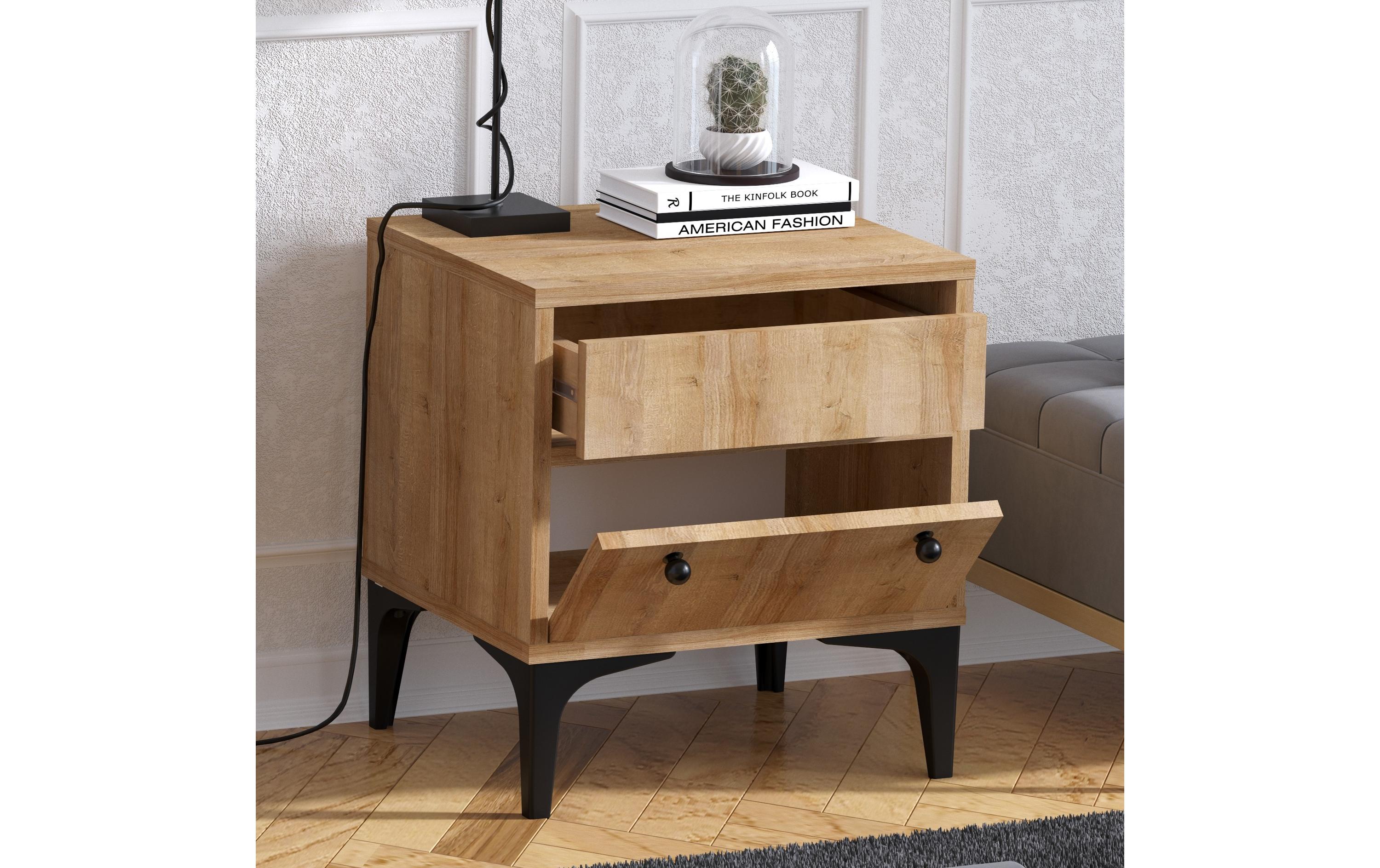 Nachttisch Orabella 45 x 51 cm, Braun<br>Hochwertiger Nachttisch