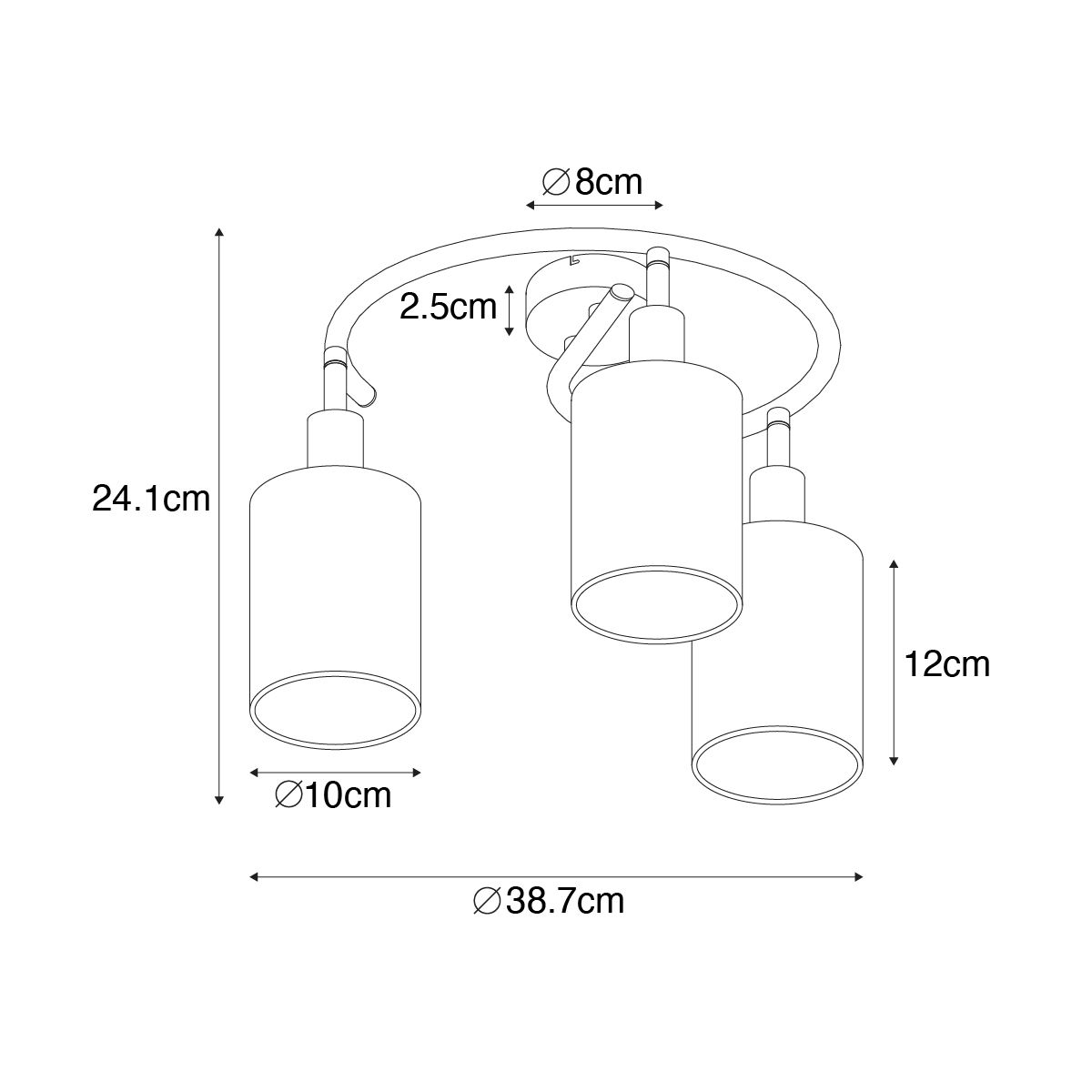 Moderne plafondlamp zwart en goud 3-lichts - Lofty