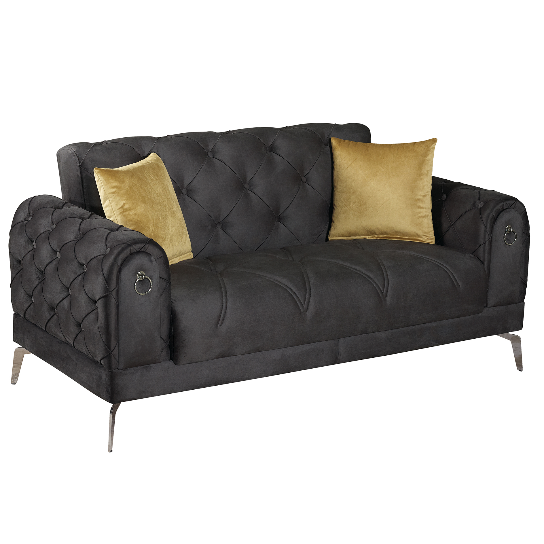 2-Sitzer-Sofa - anthrazit - mit Liegefunktion - Samt