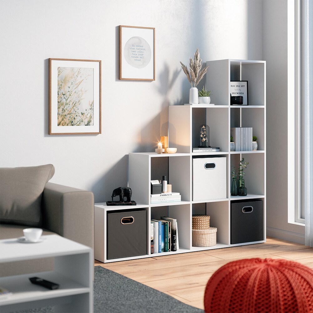 VICCO Treppenregal 10 Fächer Weiß - Raumteiler Stufenregal Bücherregal Büro Büroregal Standregal