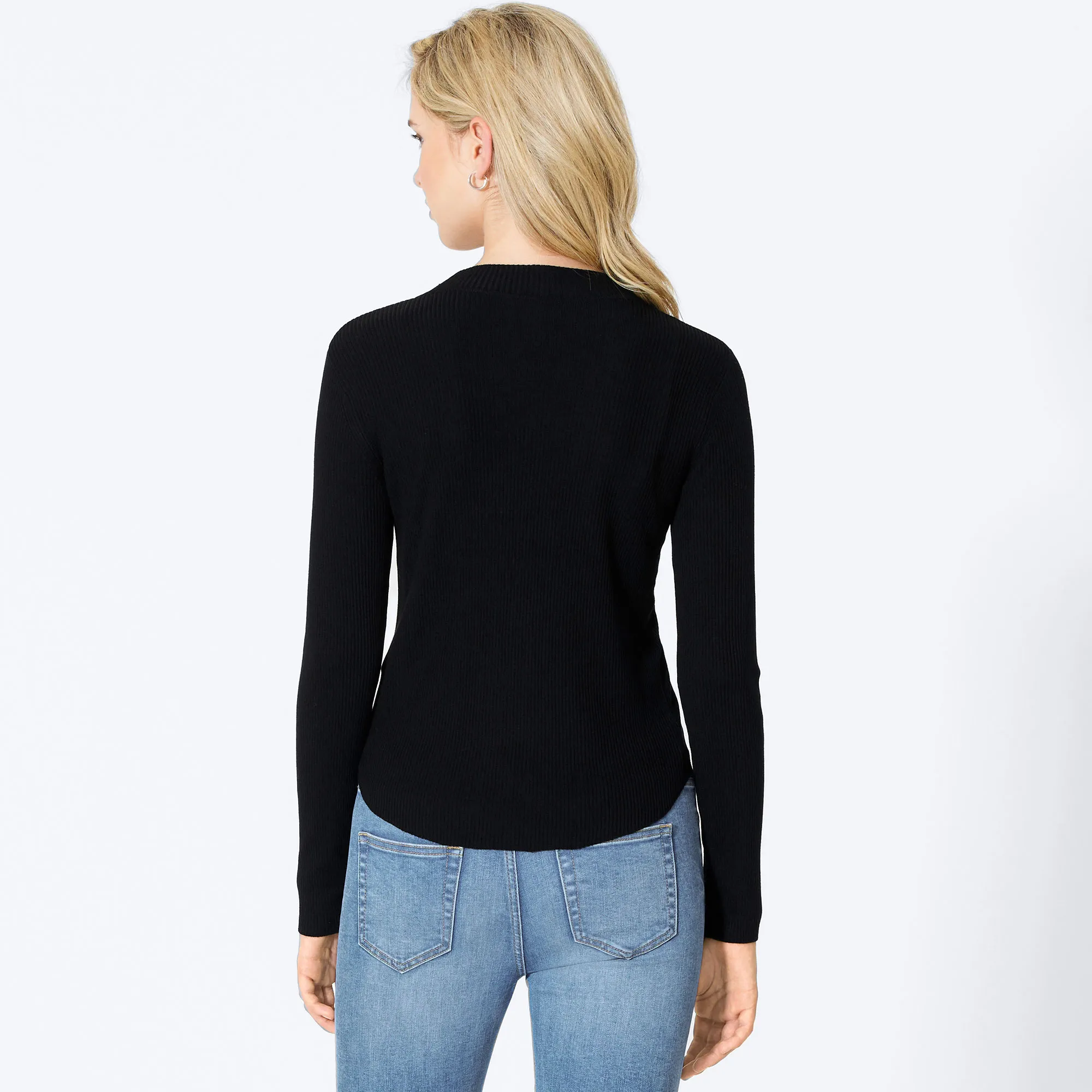 Damen-Feinstrick-Pullover mit Ripp-Struktur