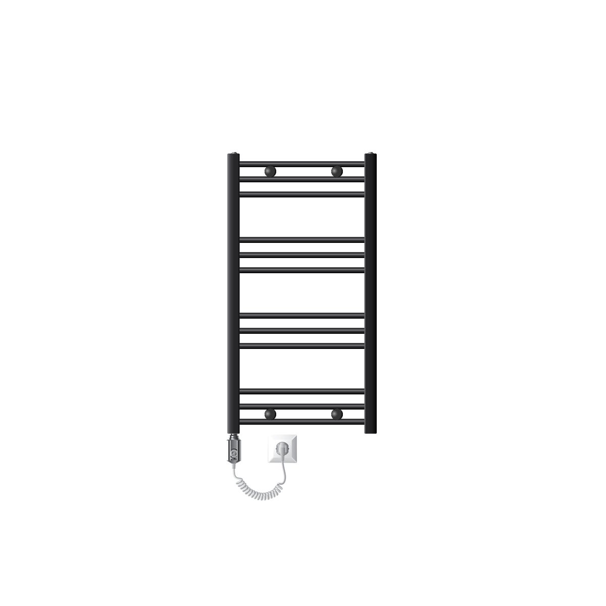 ECD Germany Elektrische Badkamerradiator 500 x 800 mm Antraciet Recht met Zijaansluiting incl. 600W Verwarmingselement ECO Chroom - Radiator Verwarming Handdoekverwarmer Handdoekdroger Handdoekradiator