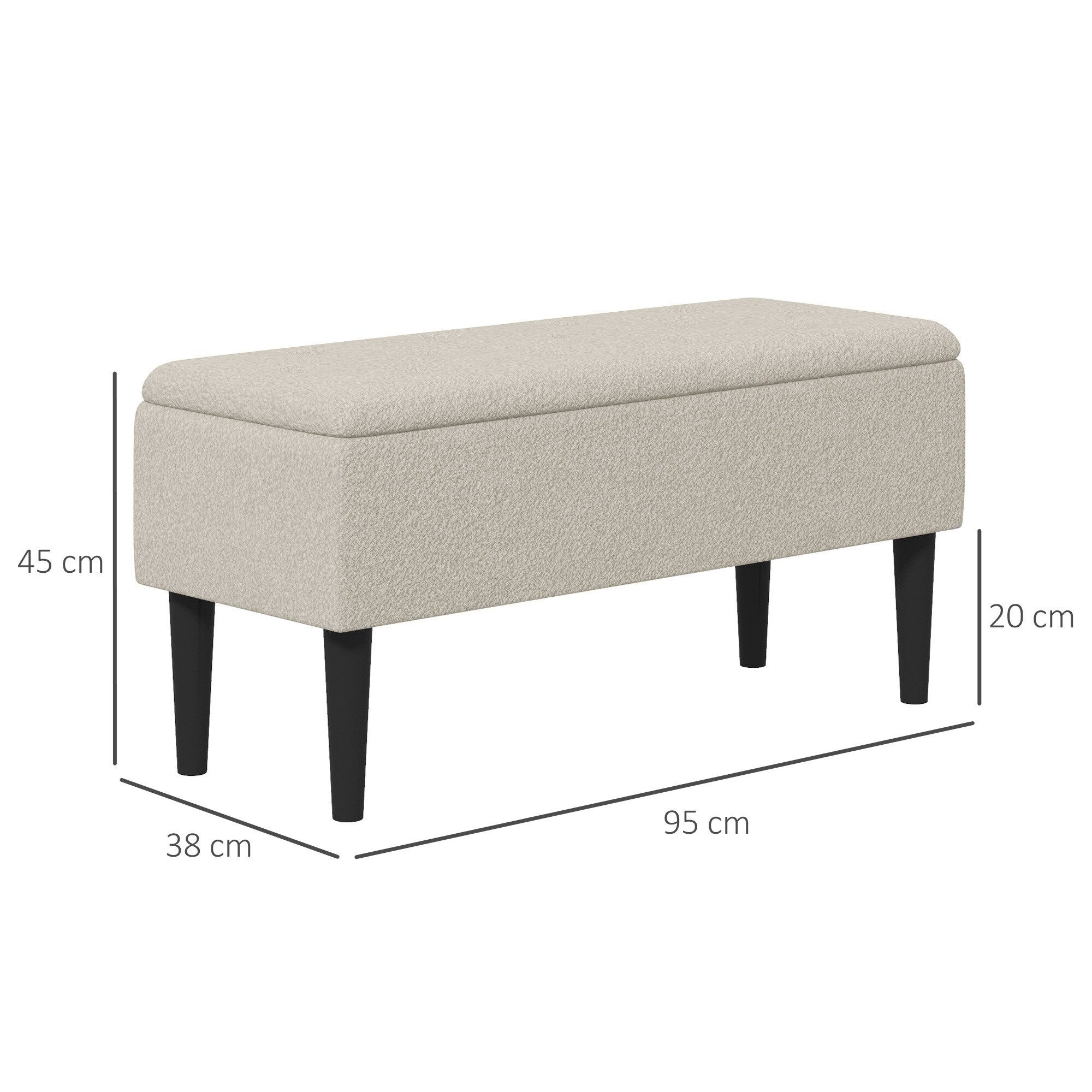HOMCOM Sitzbank mit Stauraum weiß 95L x 38B x 45H cm