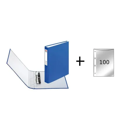 Herlitz Ringbuch DIN A5 mit 2-Ringe incl. 100 Prospekthüllen Farbe blau