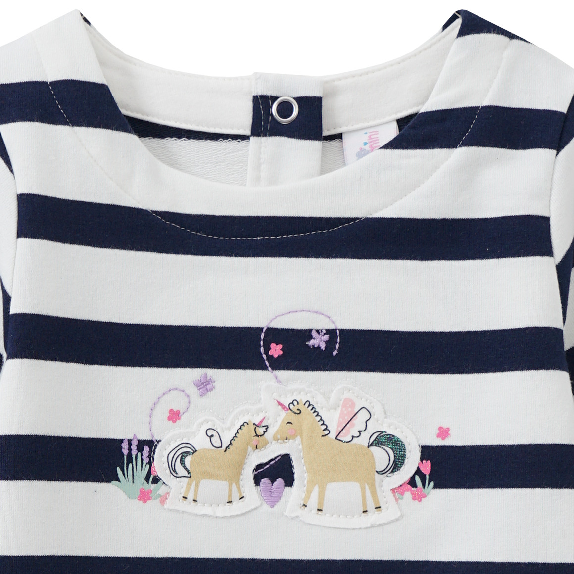 Topomini Baby Sweatkleid mit Einhorn-Motiv weiss / dunkelblau