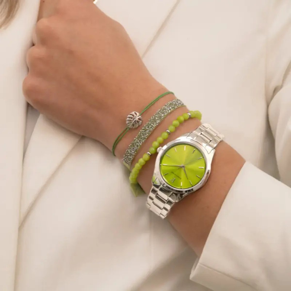 Coffret femme ROXANE cadran vert bracelet acierPierre Lannier x Les Interchangeables Edition limitée