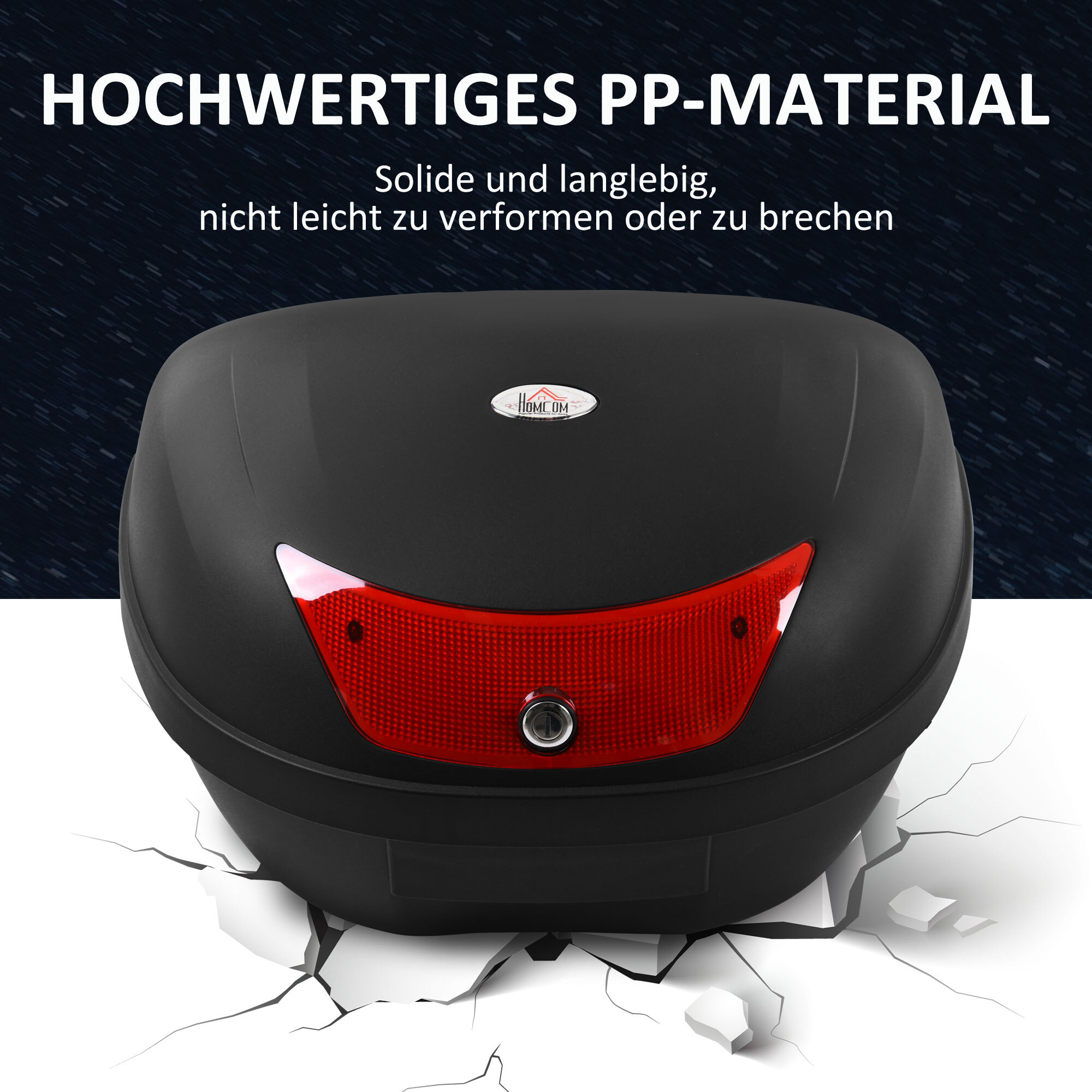 HOMCOM Motorradkoffer für Roller und Mofas schwarz 59 x 43 x 33 cm (LxBxH)