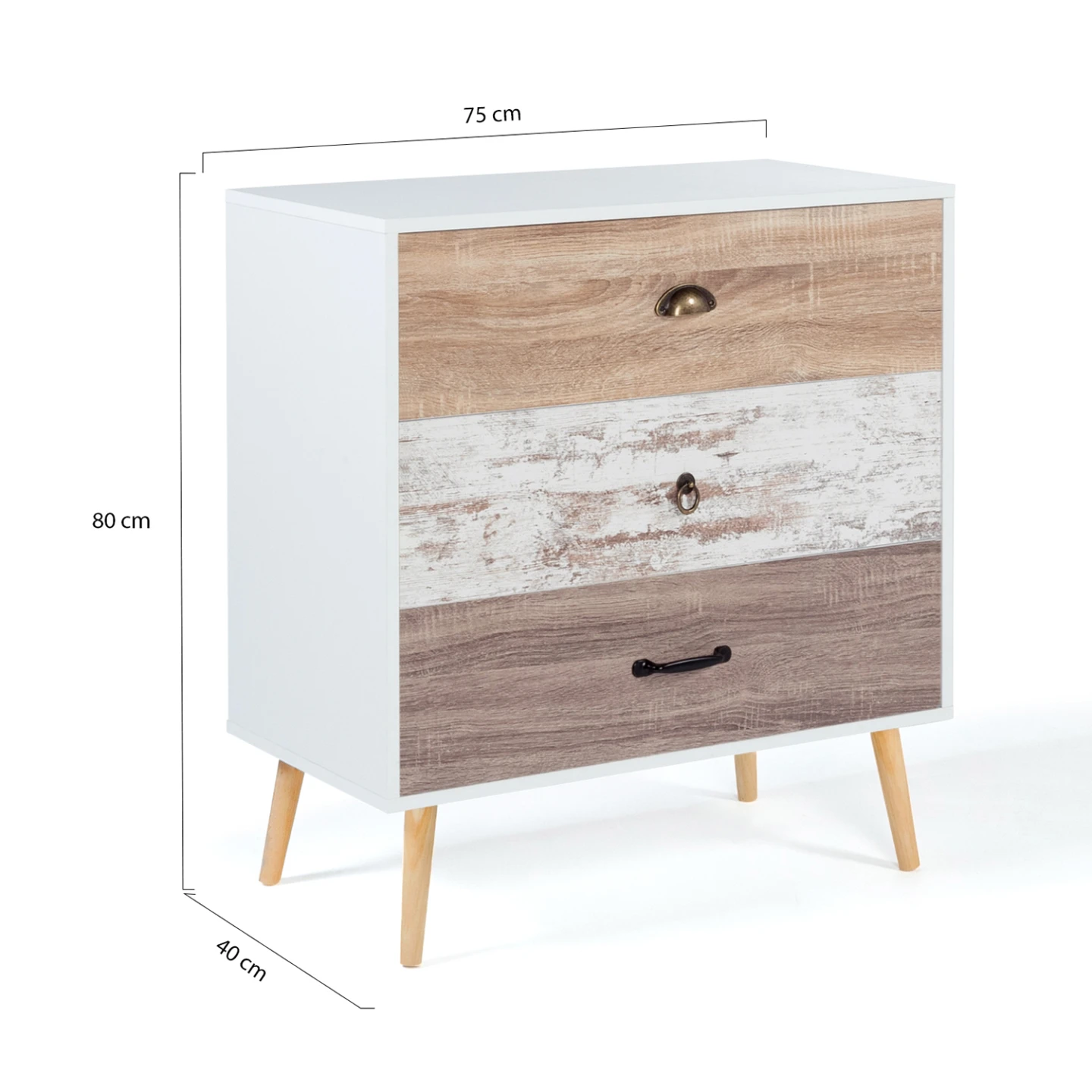 Commode 3 tiroirs BAHIA 75 cm scandinave