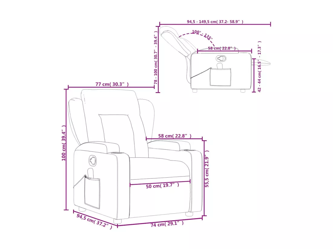 Fauteuil de massage inclinable Noir Similicuir