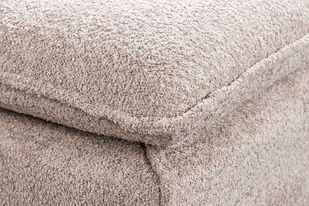 Großer Hocker HEAVEN 100cm champagner beige Bouclé Polsterhocker Federkern