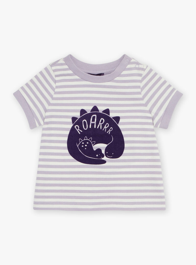 T-shirt lilas manches courtes à rayures