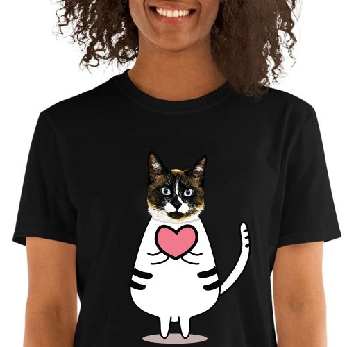 Camiseta feminina Mascochula, personalizada com a foto do seu animal de estimação, preta.
