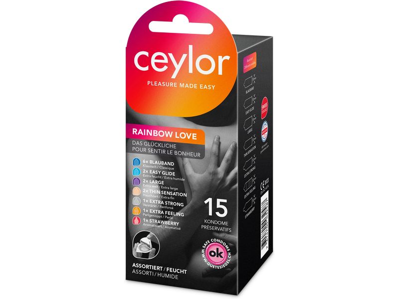 ceylor Kondome Rainbow Love 15 Stück Präservative in Mixpackung