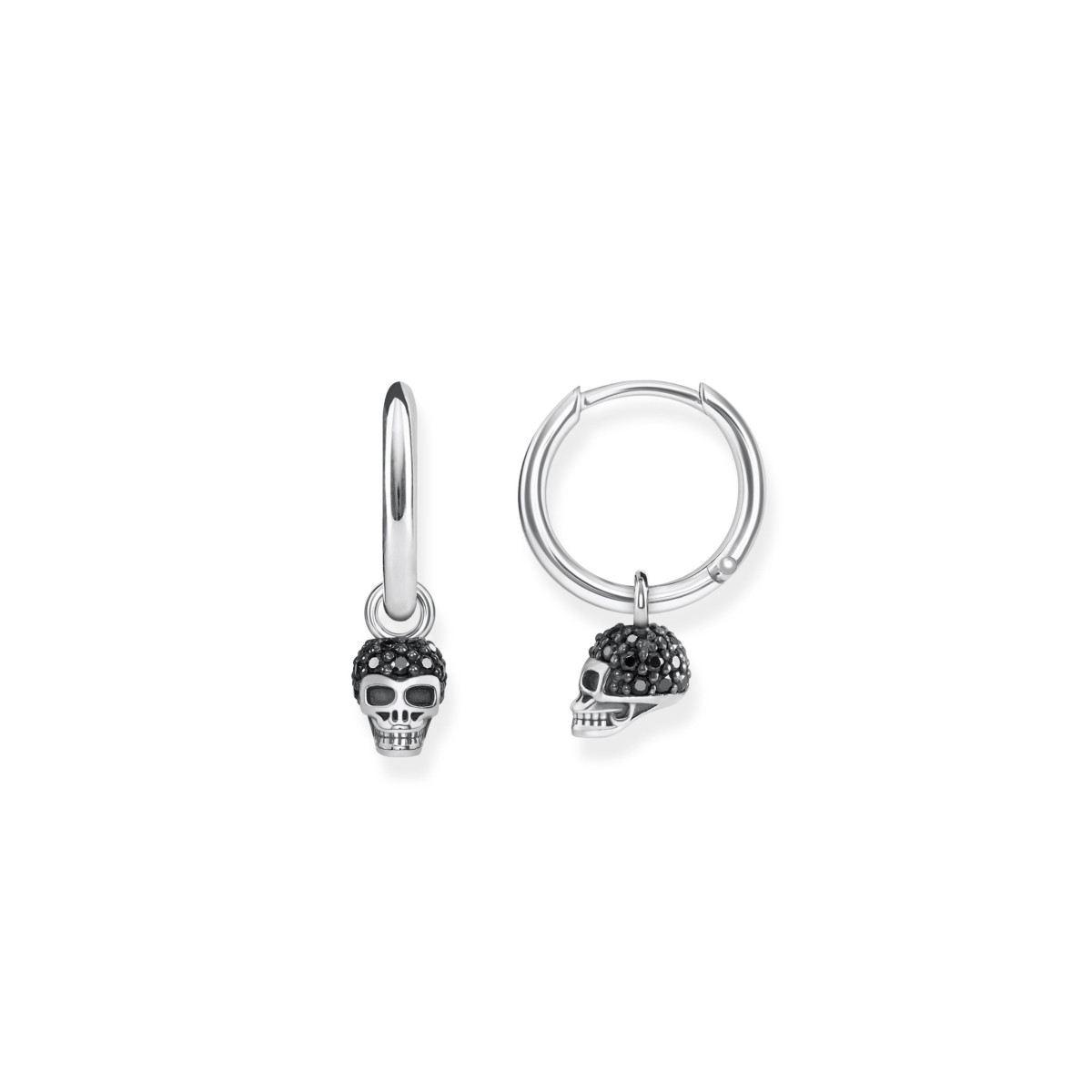 Créoles THOMAS SABO argent 925 tête de mort et zirconias