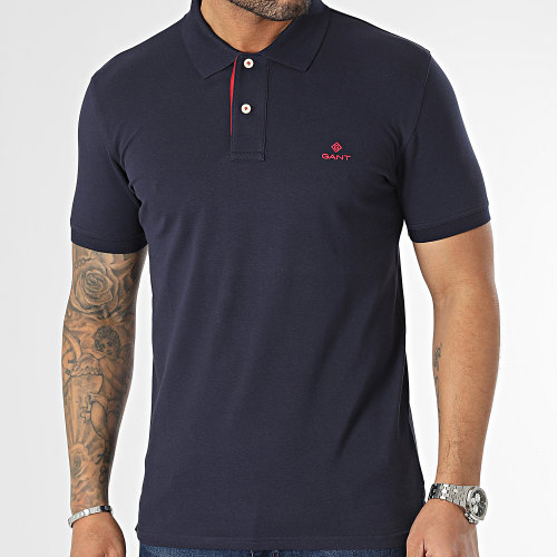 Polo Manches Courtes Contrast Collar Pique 2052003 Bleu Marine