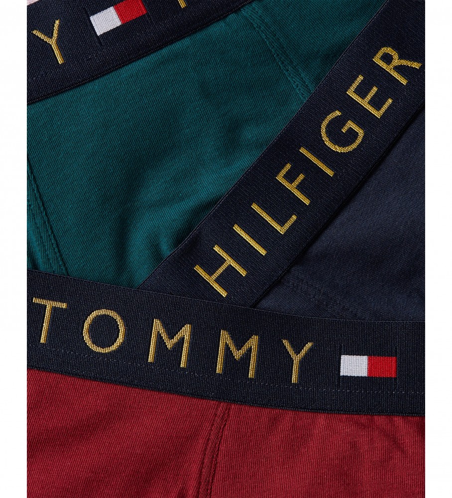Conjunto de 5 cuecas boxer douradas Tommy Hilfiger - Verde, Bordô, Azul
