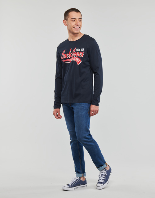 Jack & Jones - JJELOGO TEE LS O-NECK 2 COL AW23 SN - Marine