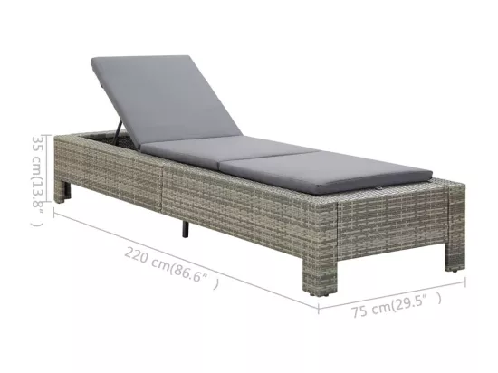 Transat avec coussin Gris Résine tressée