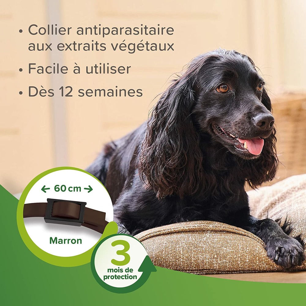 – – collier répulsif antiparasitaires chien marron 60cm