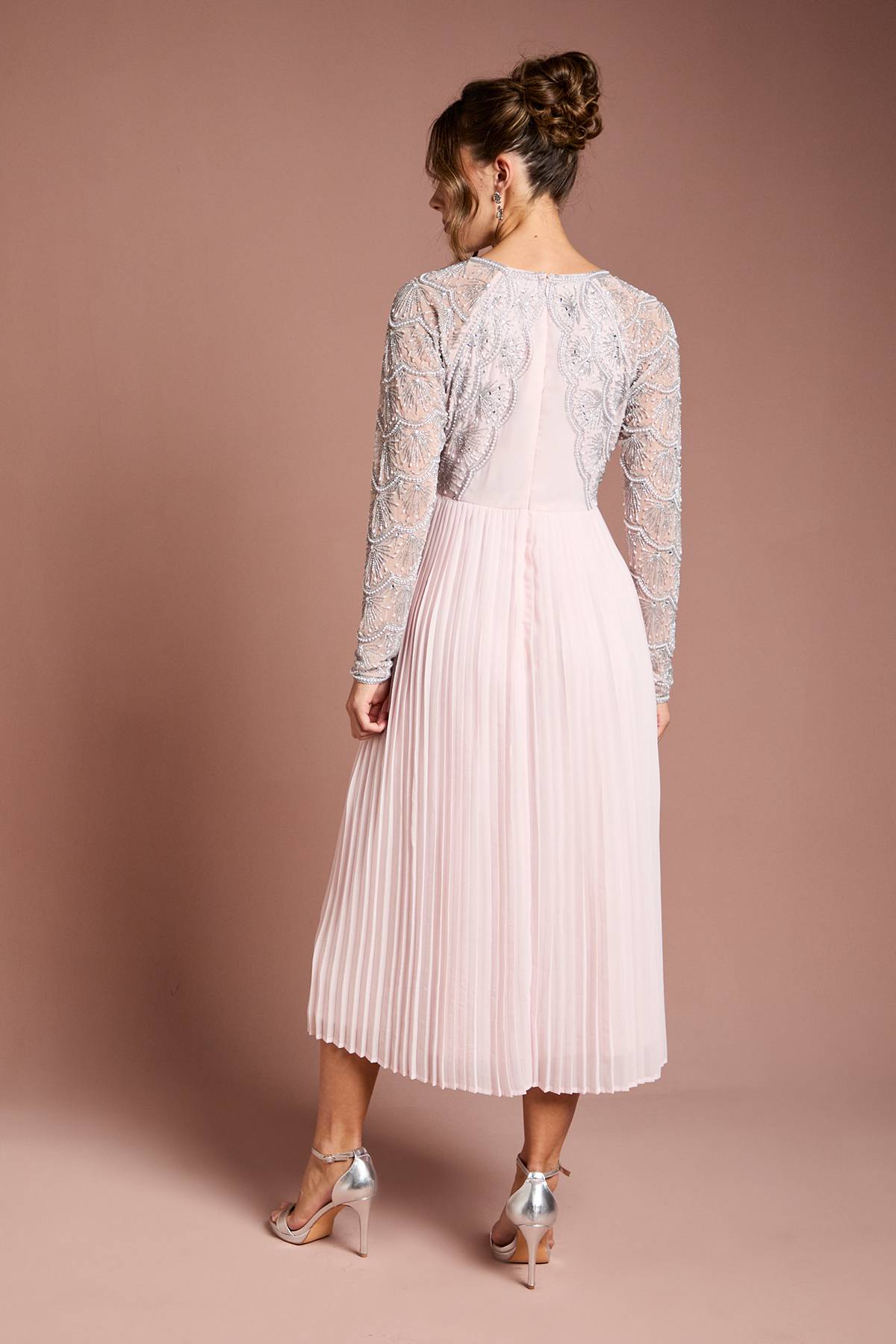 Coast Robe Mi-Longue Plissée Ornée de Festons