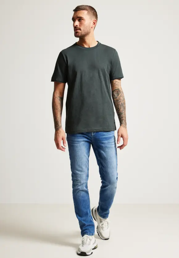 T-Shirt in Unifarbe - grey olive