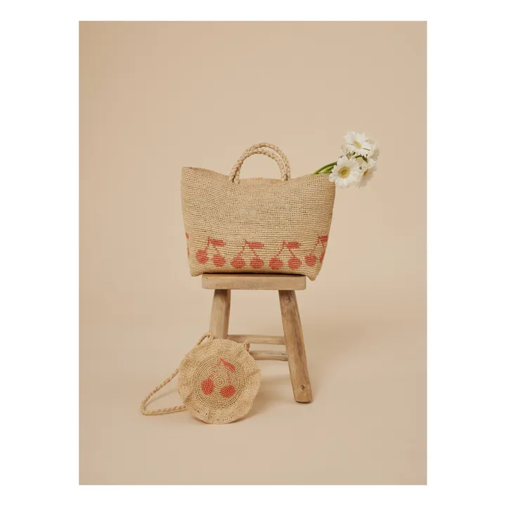 Bonpoint Sac en Raphia Cerises Fama | Beige