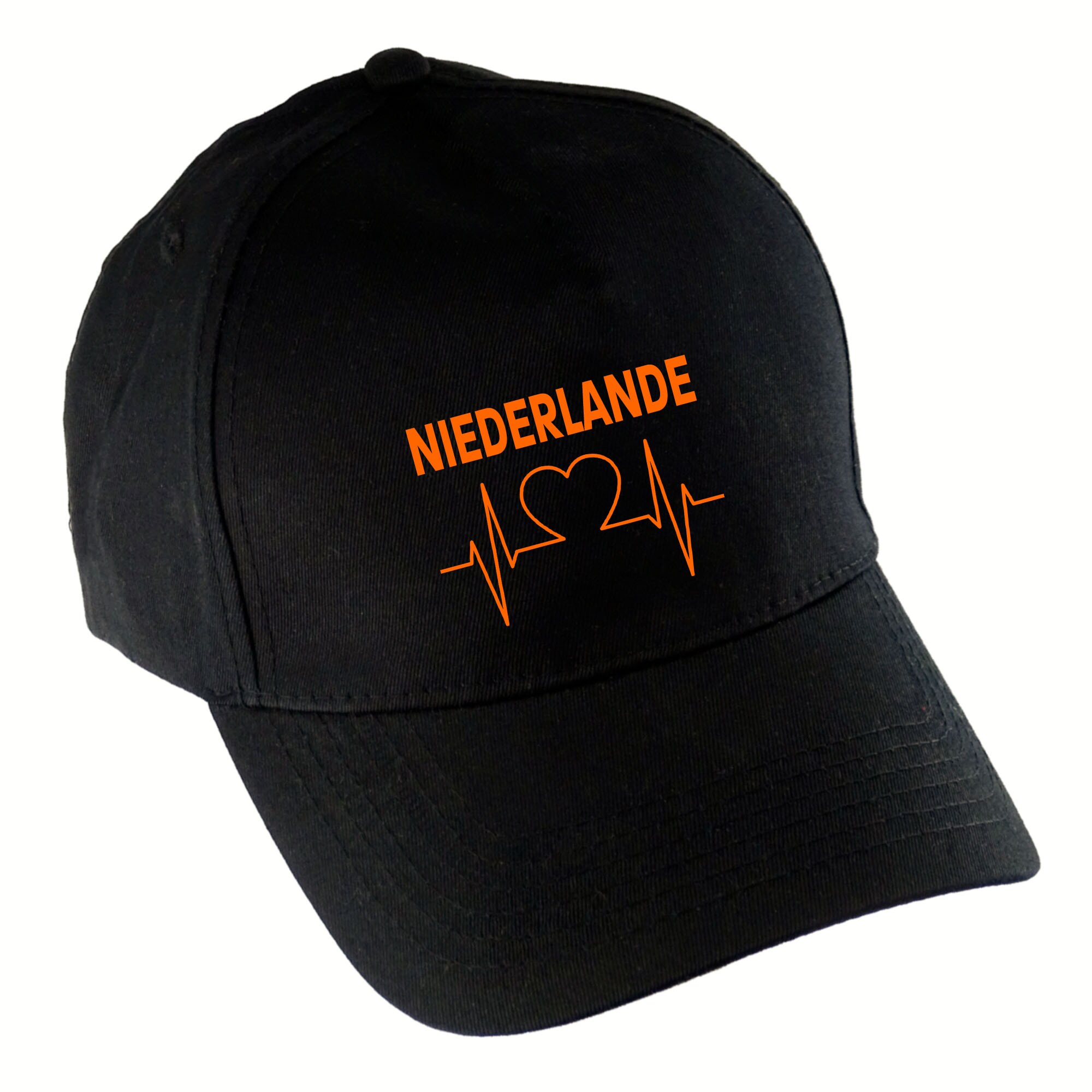 multifanshop® Baseballcap - Niederlande - Herzschlag - Druck orange