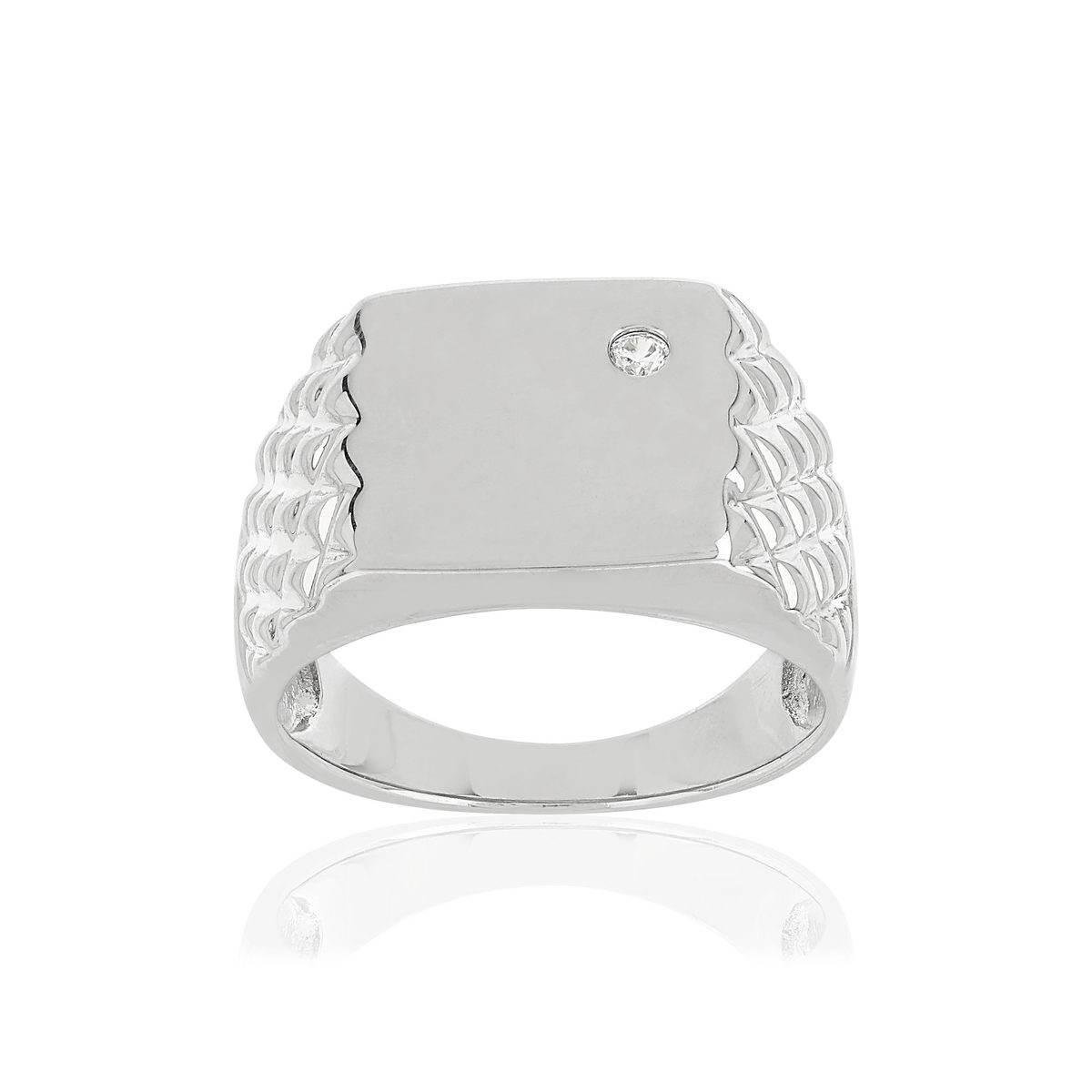 Chevalière argent 925 carrée zirconia