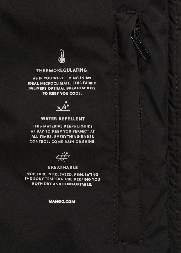 MANGO Water-repellent quilted coat Black