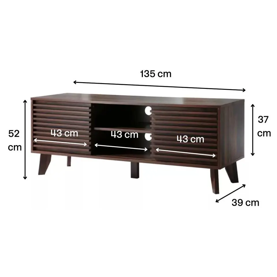 CALICOSY - TV-Meubel FRIBOURG - Donker hout - 51,5x135x39 cm