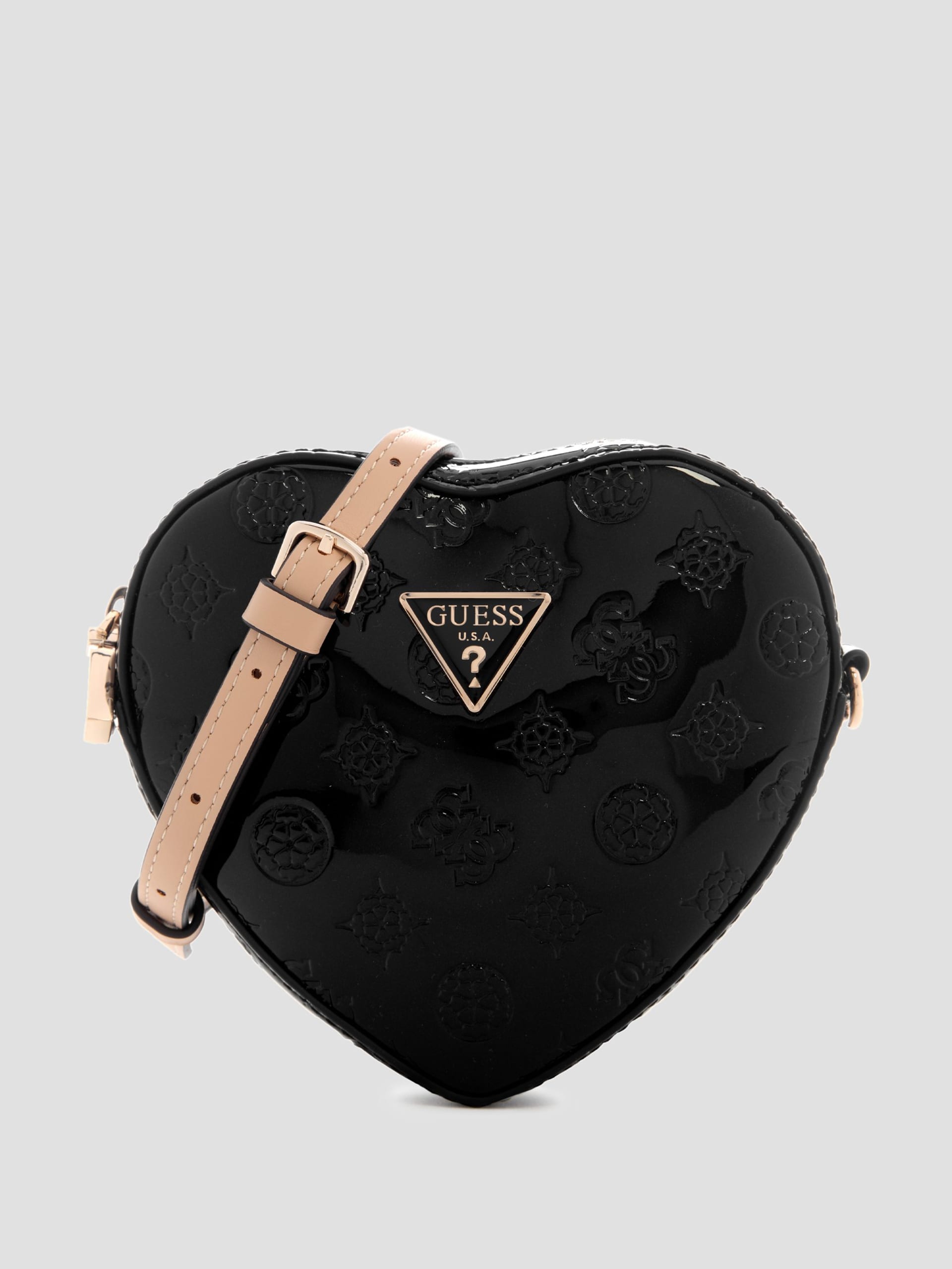 Bolsa pequena em formato de coração com logotipo em relevo Arnela