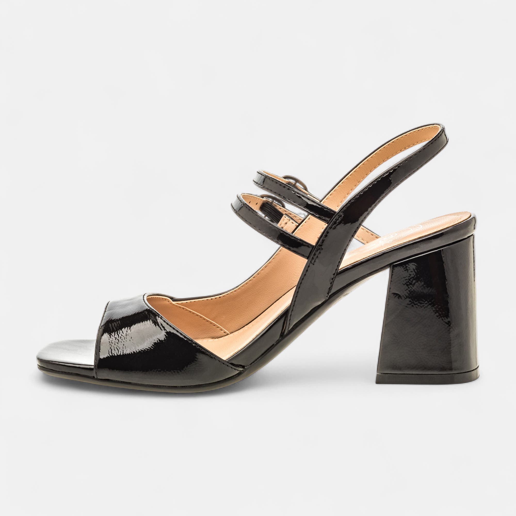 Nu-pieds à talon Femme noir vernis