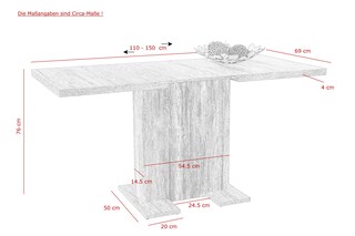 Esstisch BRITT 110-150 x 70 cm NB Sonoma Eiche