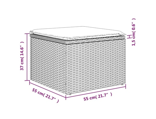 VIDAXL - Pouf Tabouret de jardin avec coussin brun 55x55x37 cm résine tres...