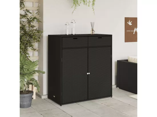 Armoire de rangement de jardin noir 105x55x113cm résine tressée