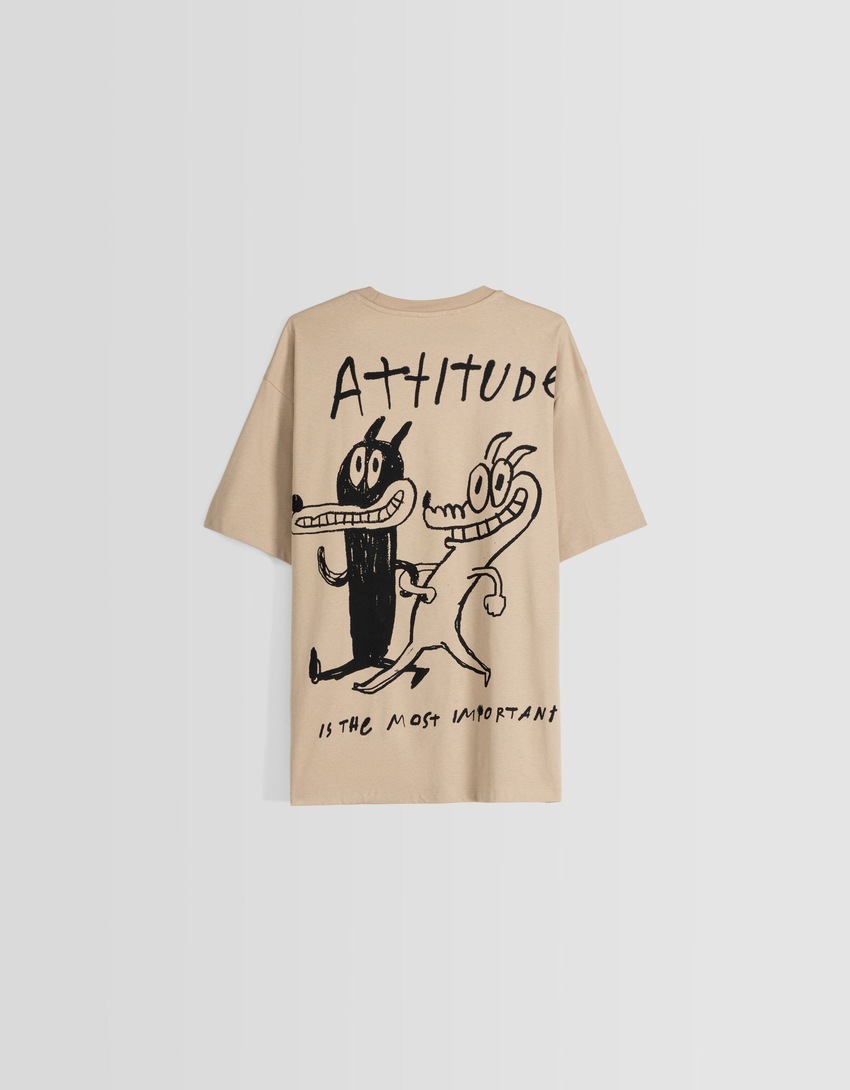 Camiseta de manga curta com estampa e modelagem quadrada