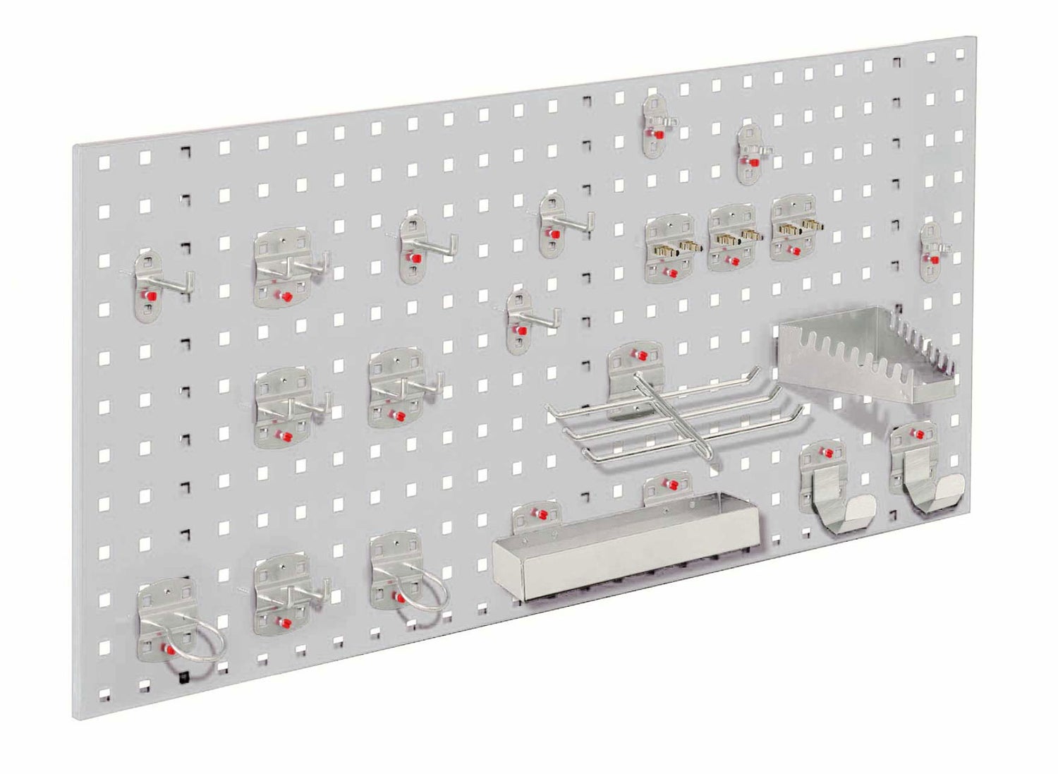 Kappes® RasterPlan Starterset #7 1x Geperforeerde plaat 1000x450mm 1x Gereedschapshouders assortiment 21-delig Lichtgrijs RAL 7035