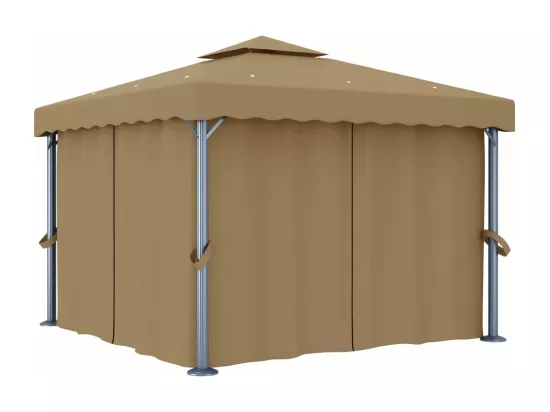 Tonnelle avec rideau 3x3 m Taupe Aluminium