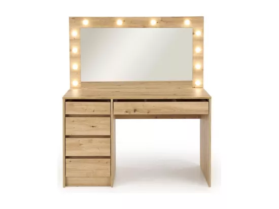 Coiffeuse design à led + miroir couleur chêne Bromo