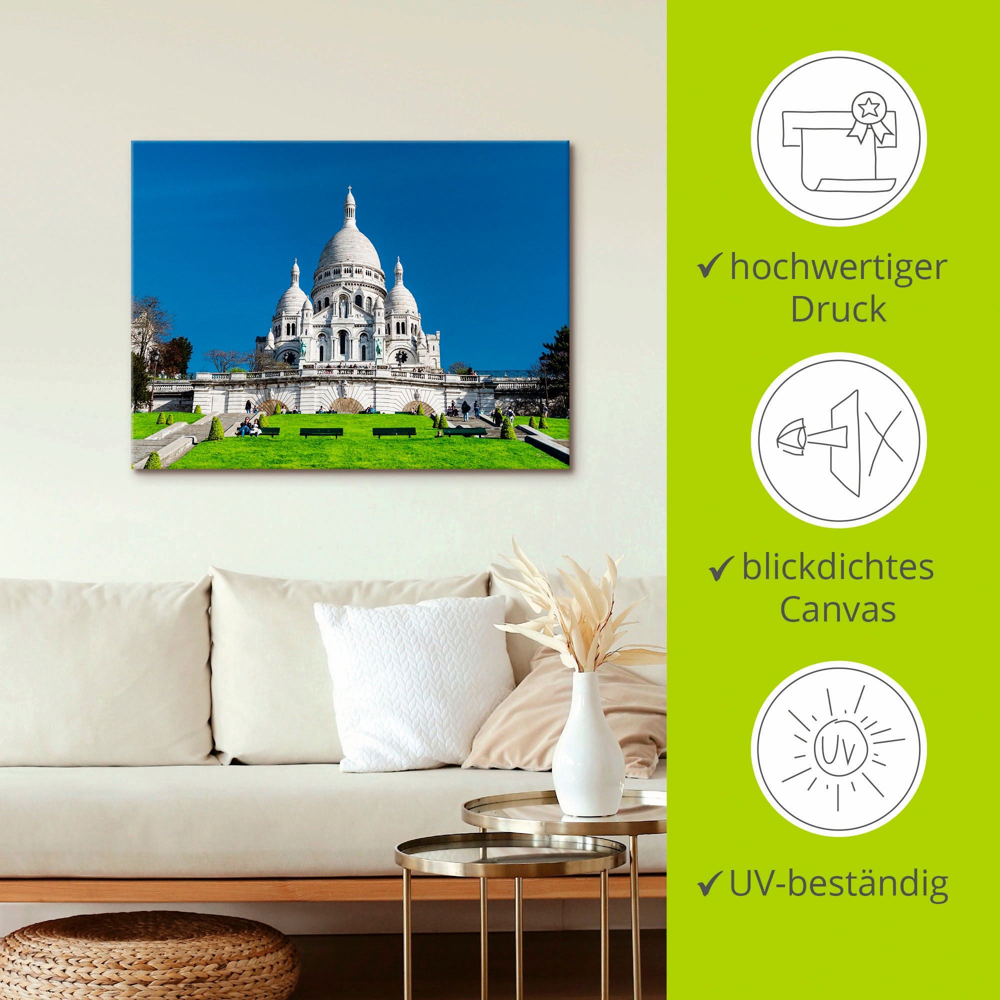 Artland Leinwandbild »Paris Sacre Coeur« Gebäude 1 Stk. tlg. auf Keilrahmen gespannt