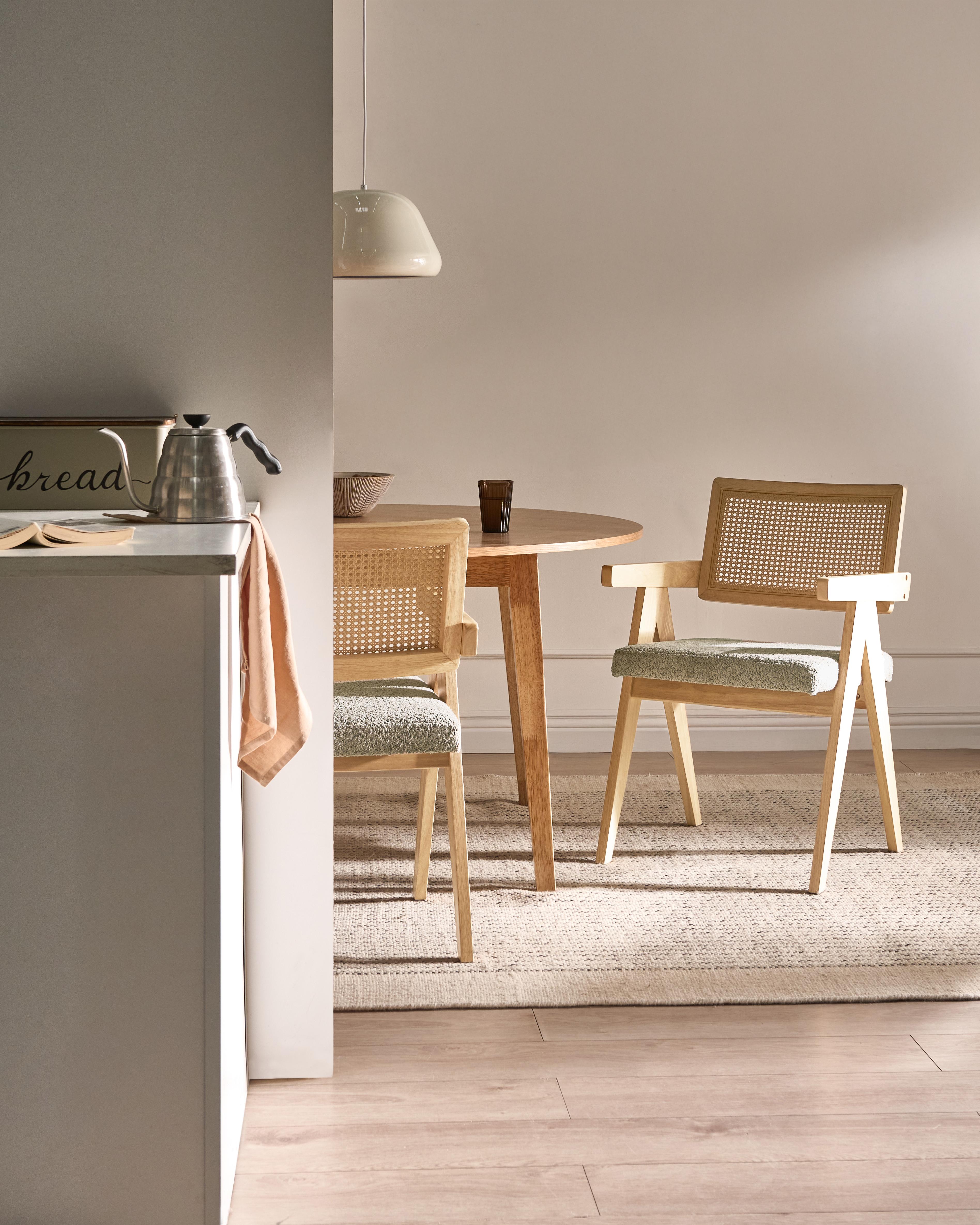 Set van 2 eetkamerstoelen AVA Hout Lichtbruin/taupe