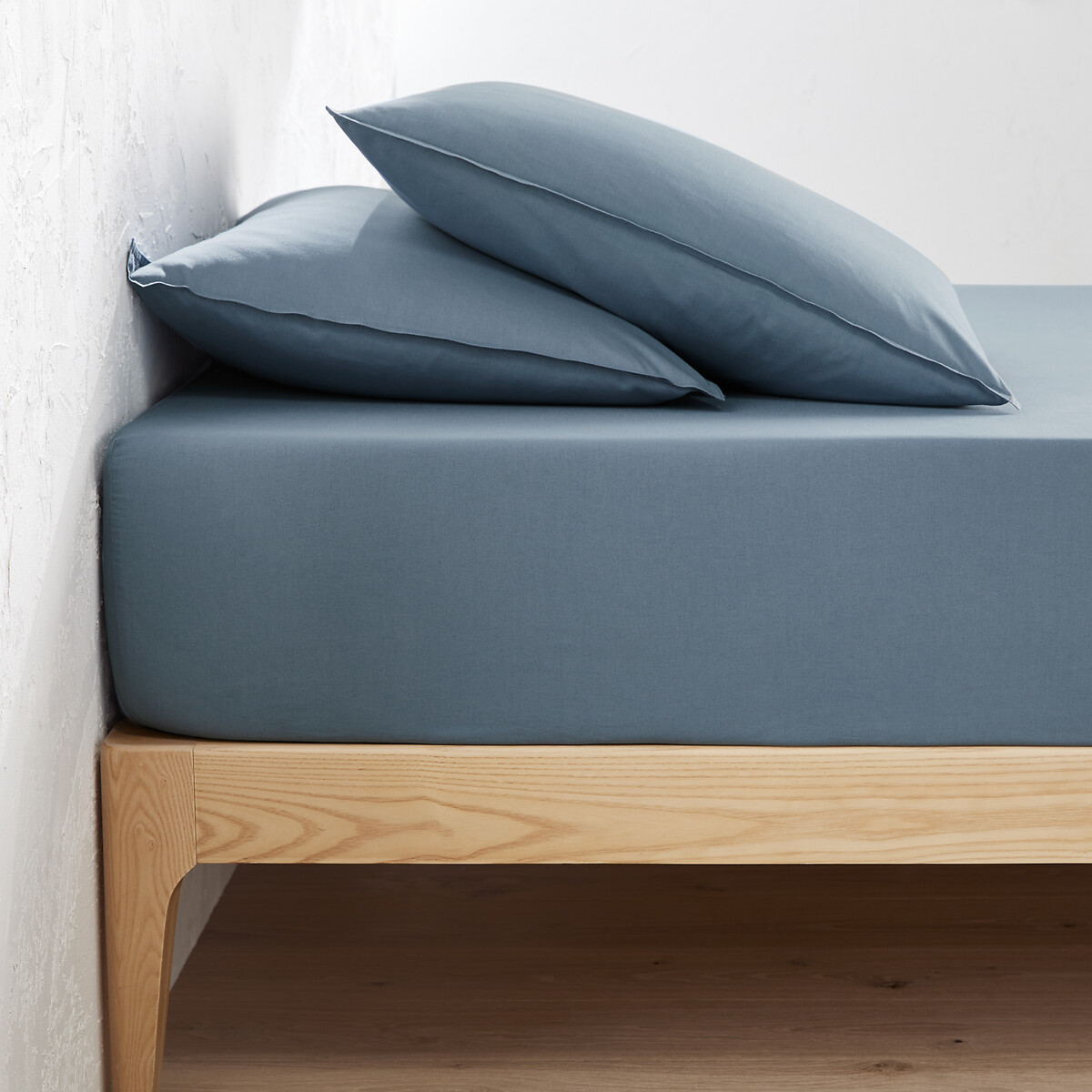 LA REDOUTE INTERIEURS<br>Lençol de baixo liso em algodão lavado, dobra de 30 cm, Scenario