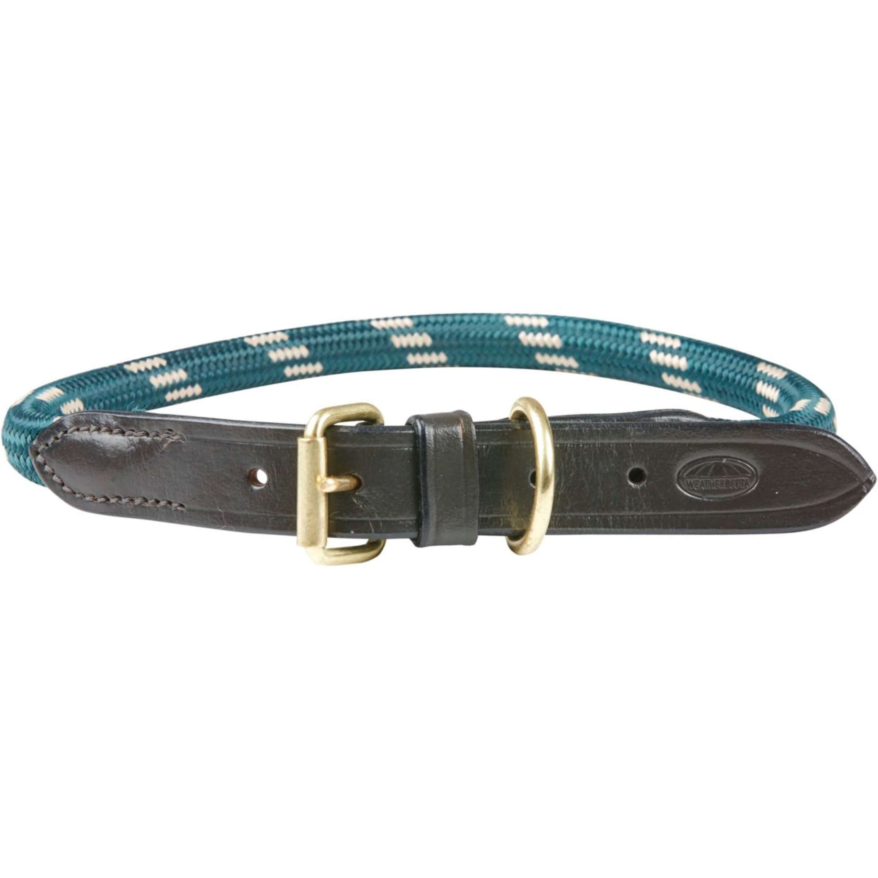 WeatherBeeta Dog Collar Rope Leather Hunter Green/Brown