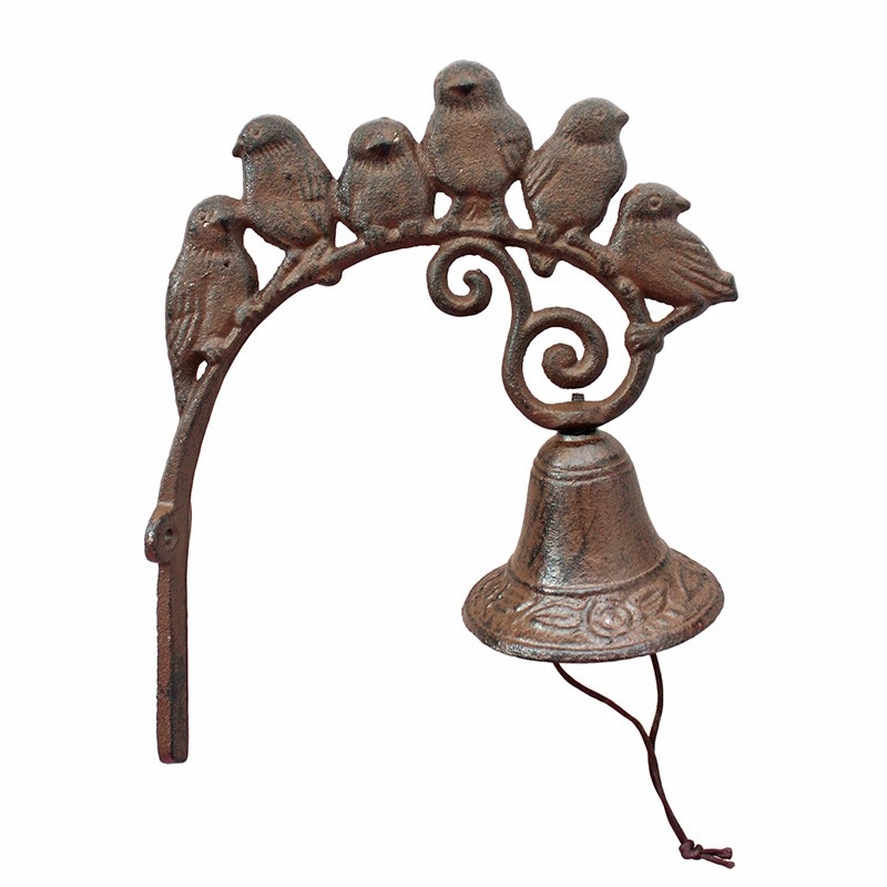 Cloche famille oiseaux en fonte 25x2x20 cm